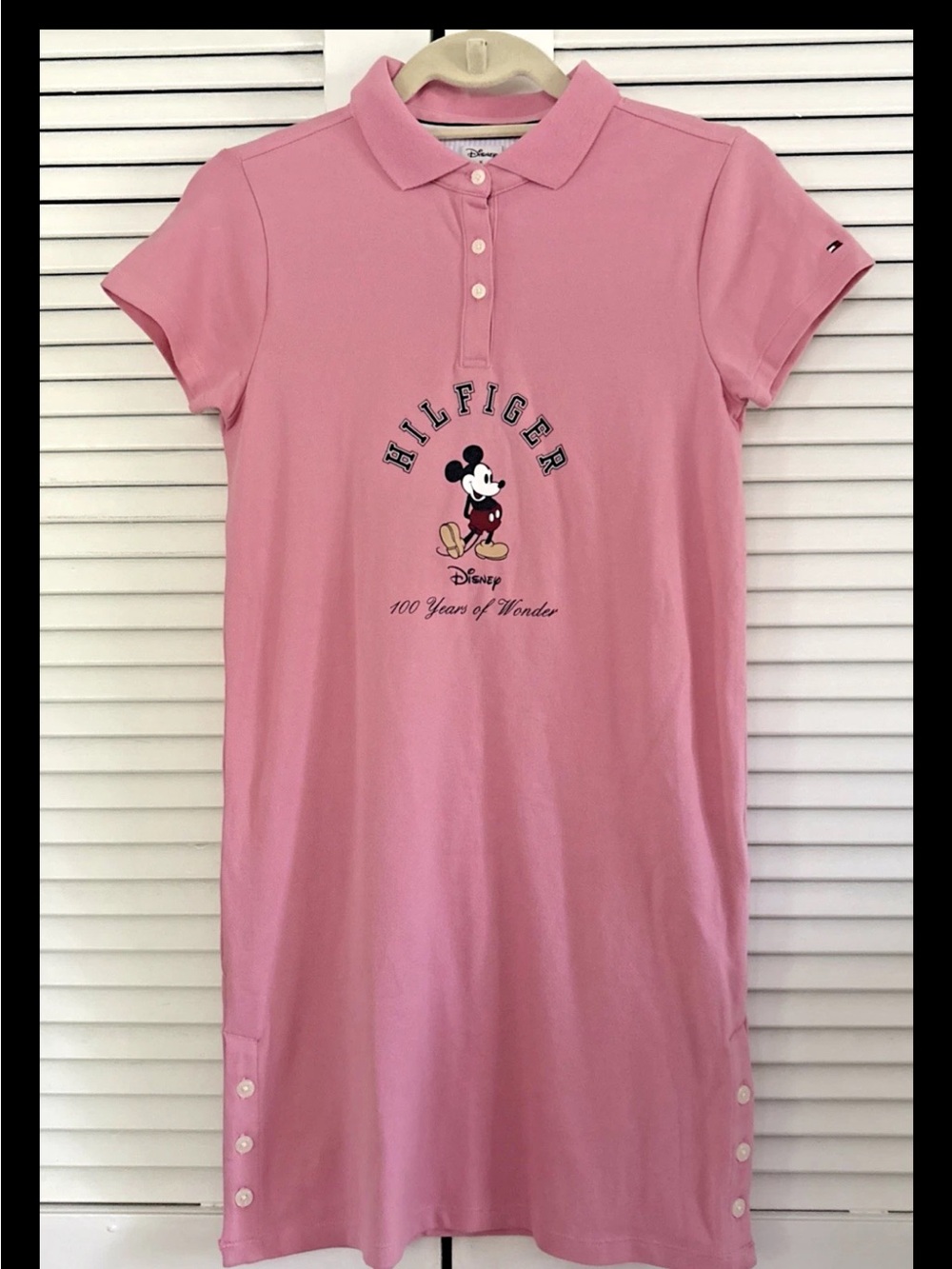NWT Disney x Tommy Hilfiger Women’s L 12/14 Pink Mickey Polo Dress 100 Years